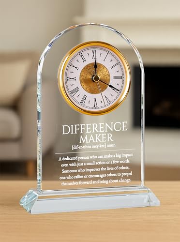 Difference Maker Glass Clock Gift – Appreciation for Teacher Leader Mentor - color: Difference Maker Clock Gift