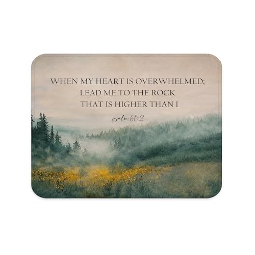 Christian Mouse Pad, When My Heart is Overwhelmed Forest Mountain Religious Scripture Bible Mouse Pad for Home Office Computer Laptop Desk Accessories, 9.5x7.9 Inch - color: Christian