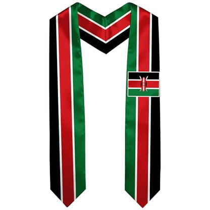 Graduation Satin Sash Scarf 72" Stole - color: Kenya Flag