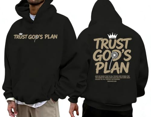 Faith Over Fear Hoodie Men Christian Sweatshirt Religious Sayings Pullover Vintage Bible Verse Inspirational Top - color: Black2, size: Medium