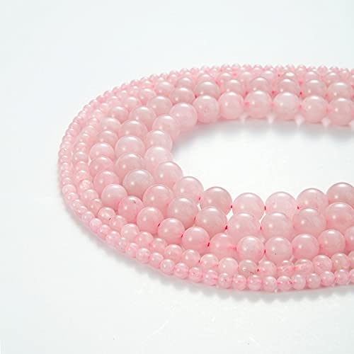 100Pcs Natural Stone Beads 6mm Rose Quartz Round Gemstone Loose Beads with Elastic Bracelet String for Bracelets Necklace Jewelry Making - color: Rose Quartz, size: 6mm
