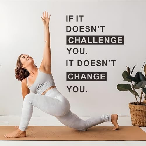 Gym Wall Decal Large Home Gym Wall Decals Peel and Stick Vinyl Black Letters Inspirational Quotes Fitness Wall Stickers Motivational Wall Stickers for Home Decor Office Decorations - color: Challenge
