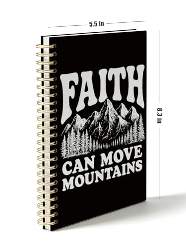 Christian Journal for Women Men,Christian Faith Gift,Bible Study Journal,Church Notes Notebook for Worship & Sermons,Inspirational Religious Hardcover Spiral Notebook 5.5x8.3 - color: faith can move mountains