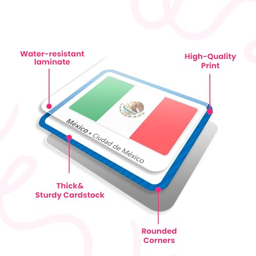 Menique Flags of the Americas Memory Matching Game – Spanish Edition – 70 Cards (35 Pairs) with Flags, Countries & Capitals – Educational Matching Game in Spanish for Kids and Adults - style: Americas