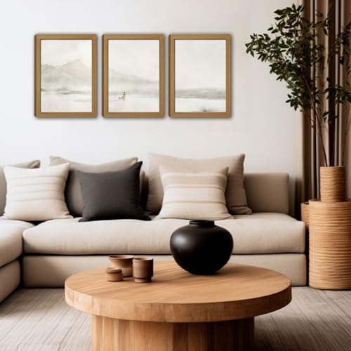 Kownzev Jesus Wall Art Set of 3, Neutral Good Shepherd Framed Canvas 16x24 - color: Beige Cream Gray White Natural Wood, size: 24"LX16"W