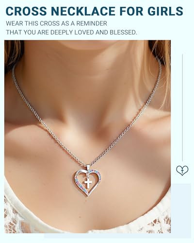 Cross Necklace Baptism First Communion Christening Religious Christian Easter Confirmation Gifts for Girls - style: Happy Easter