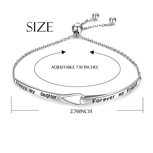 Sterling Silver Engraved Inspirational Adjustable Infinity Bracelet Graduation Gift for Mother Sister Best Friend Jewelry for Women - style: Always my daughter forever my friend