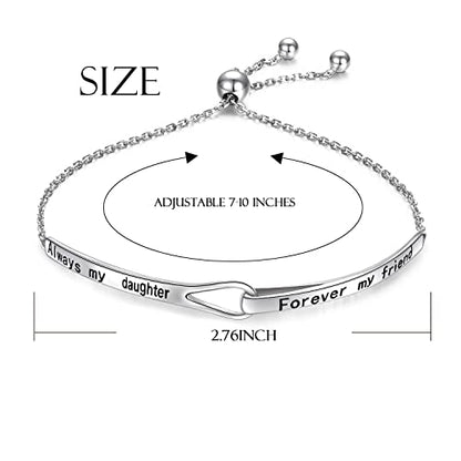 Sterling Silver Engraved Inspirational Adjustable Infinity Bracelet Graduation Gift for Mother Sister Best Friend Jewelry for Women - style: Always my daughter forever my friend