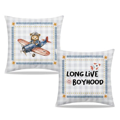 Dibor Long Live Boyhood Boy Nursery Throw Pillow Covers 18x18 Set of 2 - color: Boyhood