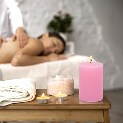 6 Pack 2.75 "x 3.25" Pink Pillar Candle for Home Restaurants Spa Church Weddings, Hand Poured Unscented Smokeless Dripless Column Candle, Emergency, Long-Lasting Candle - color: Pink