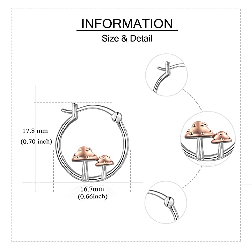 Fox/Pig/Mushroom/Cat Earrings Sterling Silver Cute Hoop Earrings Animal Jewelry Gifts for Women Daughter - style: Mushroom