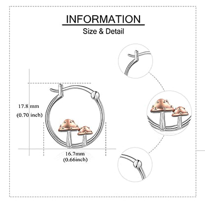 Fox/Pig/Mushroom/Cat Earrings Sterling Silver Cute Hoop Earrings Animal Jewelry Gifts for Women Daughter - style: Mushroom