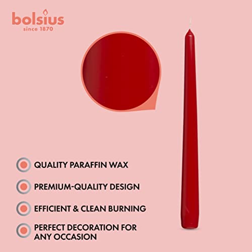 BOLSIUS 60 Count Unscented 10 Inch Red Household Taper Candles - 8 Hours Burn Time - Premium European Quality - Smokeless Dripless Taper Candlestick - Great for Special Occasion, Church, and Everyday - color: Red, size: 60 Count