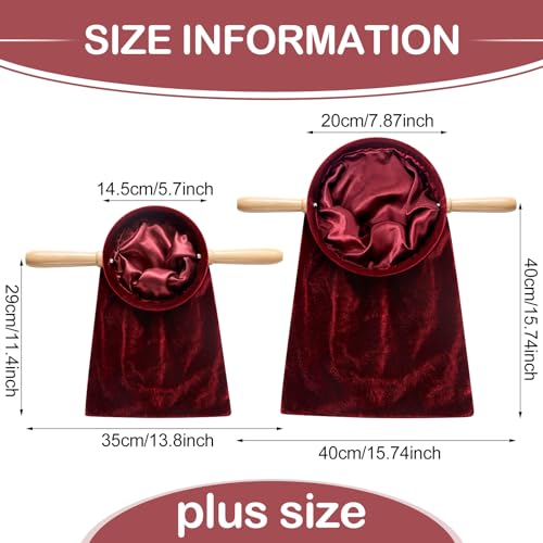 Tioncy 2 Set Church Tithe Offering Bag with Wooden Handle, 16" X 8", Red - color: Red, size: 16" X 8"