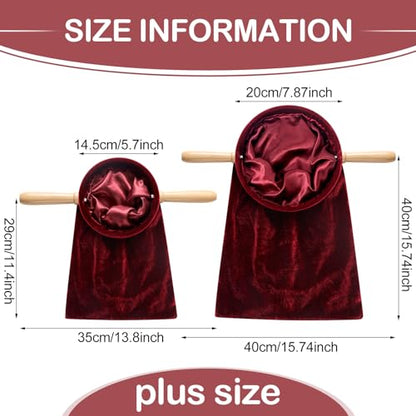 Tioncy 2 Set Church Tithe Offering Bag with Wooden Handle, 16" X 8", Red - color: Red, size: 16" X 8"