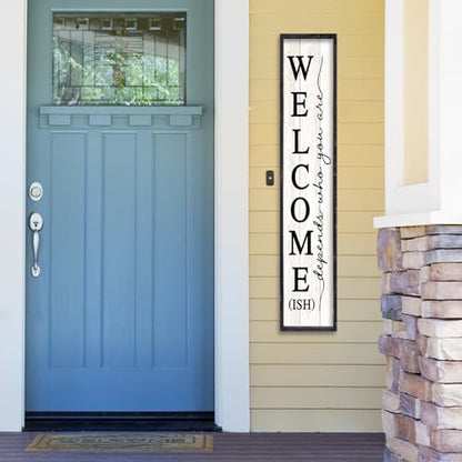RLWangChao Welcome-ish Sign for Front Porch Standing, 45"X9", Black - color: Black-Wood Sign