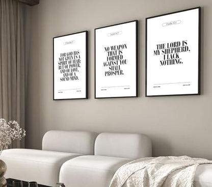 Bible Verse Christian Wall Art, 3 Piece Unframed Scripture Prints, 12x16 - color: Bible Verses, size: 16"L x 12"W