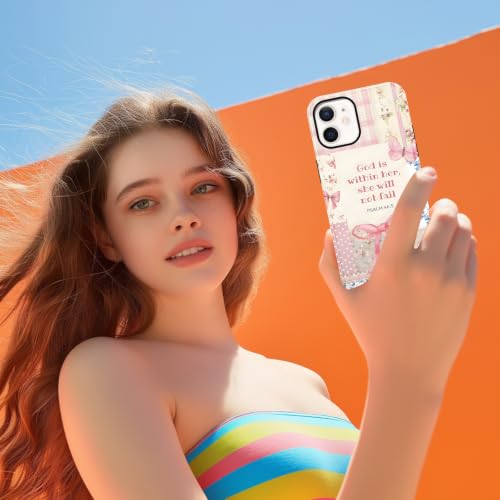 Cute Jesus Bow Collage Phone Case for iPhone 12/iPhone 12 Pro 6.1'' - color: Bible verses pink bow, size: iPhone 12/iPhone 12 Pro