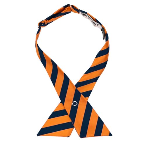 tiemart Crossover Tie - color: Navy Blue and Orange Stripe