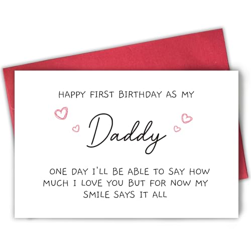 Funny 1st Daddy Birthday Card for Him, Poem New Dad Birthday Greeting Card, Happy First Birthday as A Dad Card, Cute Bday Gift from Baby Daughter Son - color: 3-27