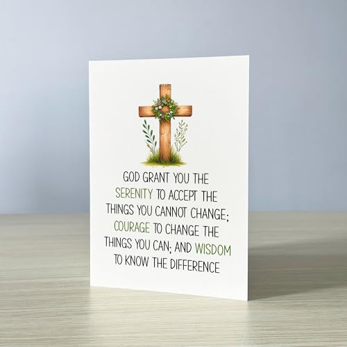 God Grant You the Serenity Bible Verse Encouragement Greeting Card Blank Inside Meaningful Motivational Message for Christian Lover Church Member Friend Coworker Family Member - color: God Grant You The