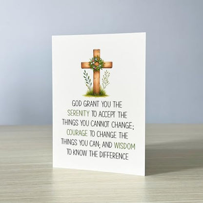 God Grant You the Serenity Bible Verse Encouragement Greeting Card Blank Inside Meaningful Motivational Message for Christian Lover Church Member Friend Coworker Family Member - color: God Grant You The