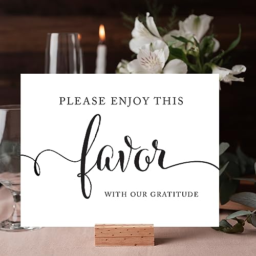 Andaz Press Wedding Party Signs, Formal Black and White, 8.5-inch x 11-inch, Please Enjoy This Favor With Our Gratitude Party Favors and Gifts Sign, 1-Pack, Reception Table Sign, - color: Enjoy this Favor
