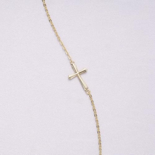 GAVU 925 Sterling Silver Small Cross Charm Bracelet for Women - color: 14K Gold Plated