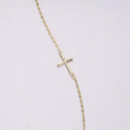 GAVU 925 Sterling Silver Small Cross Charm Bracelet for Women - color: 14K Gold Plated