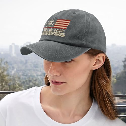 U.S. 250th Anniversary 250 Years Freedoms 1776-2026 Baseball Hats Funny - color: Pigment Gray