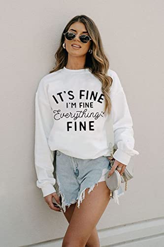 Oversized Sweatshirt for Women Funny Saying Sweatshirts Casual Graphic Pullover Fall Fashion Long Sleeve Shirt - color: White, size: Small