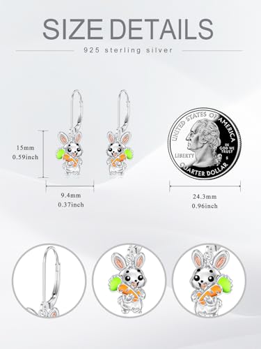 Dorunmo 925 Sterling Silver Dangle Drop Earrings for Women Holiday Earrings Hypoallergenic Halloween Christmas Jewelry Festival Gifts for Women - style: Easter-Bunny-01