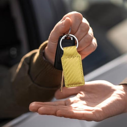 LaserGram Rectangle Keychain, Christian Cross, Personalized Engraving Included - color: Carbon Fiber Gold