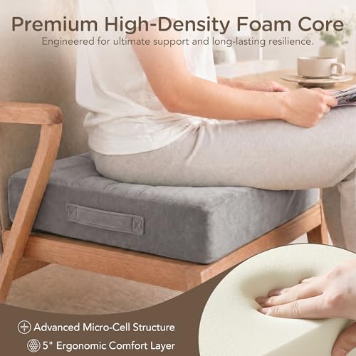Codi Couch Cushion Replacements 2 Pack, 5 Inch High-Density Foam, 24 Inch - color: Grey, size: 24 Inch (Pack of 2)