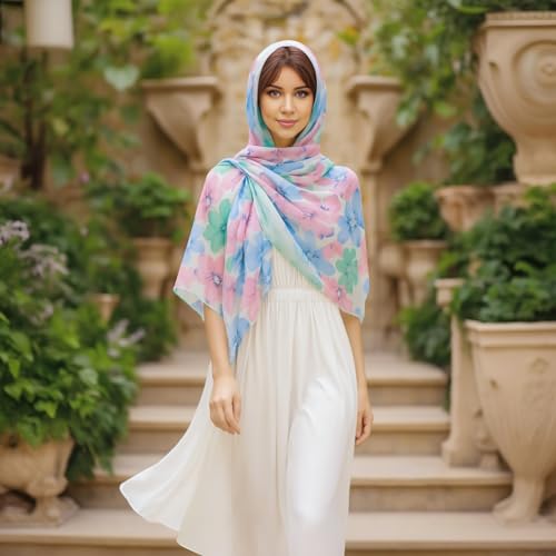 vimate Lightweight Scarf for Women Fashion Head Cover Hijab Cotton Voile Scarf Shawl Wrap for Spring Fall Winter Season - color: F4#.style 70