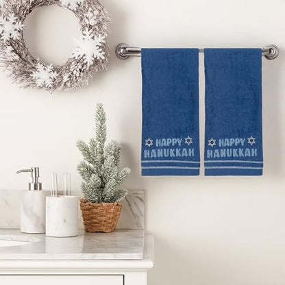 Star of David Blue Guest Hand Bathroom Towels Elegant Happy Hanukkah 16x26" - color: Hannukah