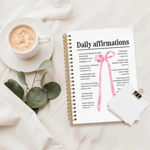 Bible Study Journal Supplies,Pink Bow Bible Notebook for Note Taking - color: Daily affirmations