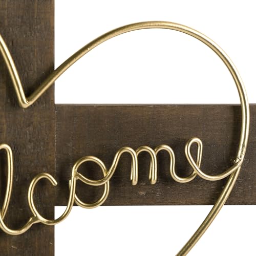 NIKKY HOME Wall Cross, Wooden Wall Cross Decor with Welcome - color: Gold