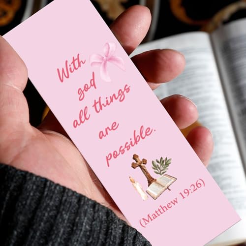 100 Pcs Christian Bookmarks, Religious Pink Bow Cross Flower Paper Bookmark Bulk for Women, Inspirational Bible Verse Book Mark Gift for Reading Lovers Church Accessories - color: Christian B