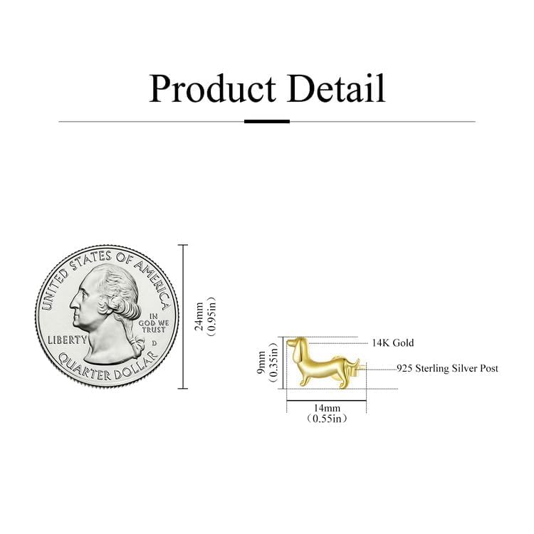 Cute Stud Earrings for Women Dachshund Koi Fish Sea Star Sea Turtle Sea Conch Earrings 14K Gold Plated Dainty Stud Earring funky Jewerly - color: Gold Dachshund
