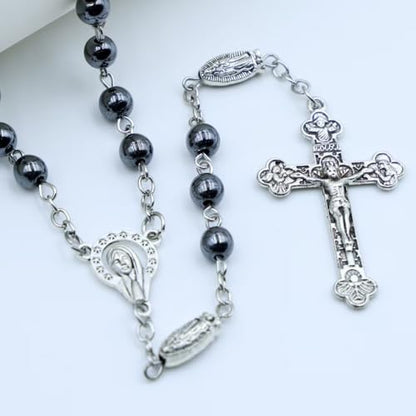 Rosary Beads Catholic for Man and Woman - Natural Black Stone Gemstone Rosary Beads, Catholic Gifts