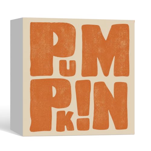 Orange Fall Pumpkin Decor Wooden Box Sign - color: Fall-9