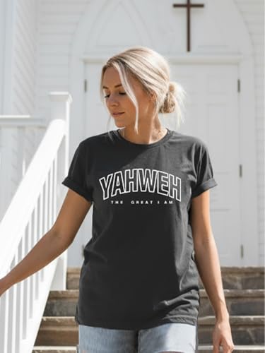 Christian Shirt for Women God is Good Graphic Tee Bible Verse - color: Darkgrey-yahweh, size: Medium
