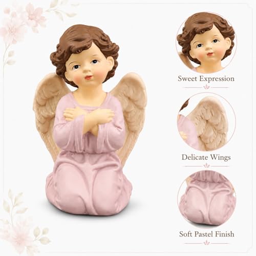 Praying Angel Figurine, Kneeling Guardian Angel Statue - size: 3.74"H
