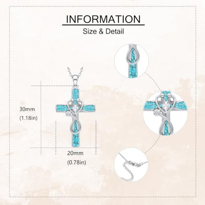 Infinity Cross Necklace S925 Sterling Silver Turquoise/Wooden/Opal/Abalone Cross Pendant Necklaces Christian Jewelry Gifts For Women - style: Stethoscope Cross