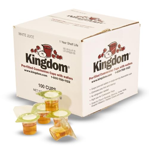Kingdom Prefilled Communion Cup with Wafers(100 ct - white juice) Sealed in a Single-Serving Container with Upto 1-Year Shelf Life, Perfect for Holy Eucharist Celebration in Hospitals, Summer Camps, and More! - size: 25.92 Ounce (Pack of 1)