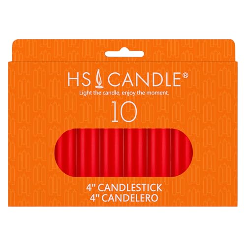 10 pcs Unscented 4 Inch Red Taper Candles, Multi Purpose, Household General Usage, Emergency Lighting, Church, Prayer Vigils, Religious Ceremonies