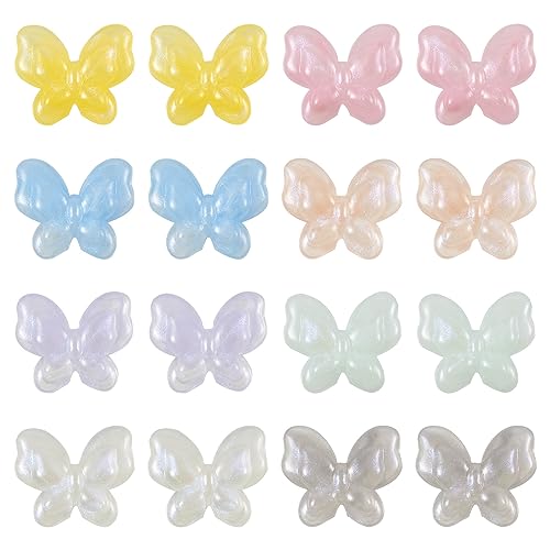 FASHEWELRY 80pcs Acrylic Butterfly & Pony Beads - Assorted Cute Kawaii Animals, Glitter, Colorful Kandi Bracelet & Necklace Beads for Jewelry Making - color: Butterfly-8 Colors