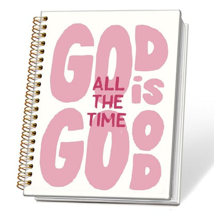 Pink Christian Spiral Notebook Journal, God is Good All The Time Bible Verse Scripture Journal for Women, Christian Gifts for Women, Religious Prayer Notebooks, 5.5x8.3 Inch - color: 02-god is Good All the Time