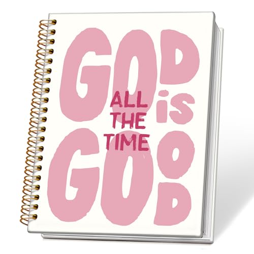 Pink Christian Spiral Notebook Journal, God is Good All The Time Bible Verse Scripture Journal for Women, Christian Gifts for Women, Religious Prayer Notebooks, 5.5x8.3 Inch - color: 02-god is Good All the Time